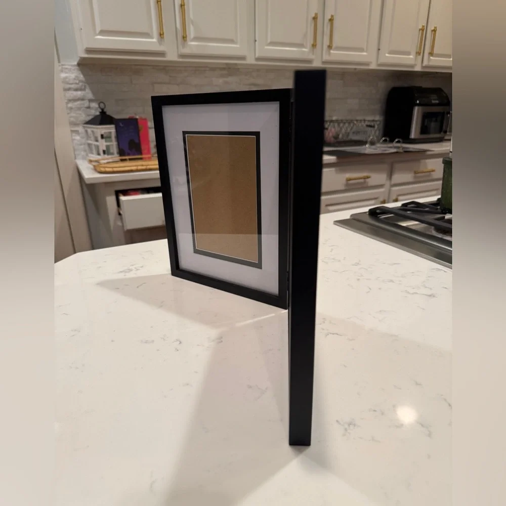 MSPCI Black Double Picture Frame W/White Matting with a Black Trim